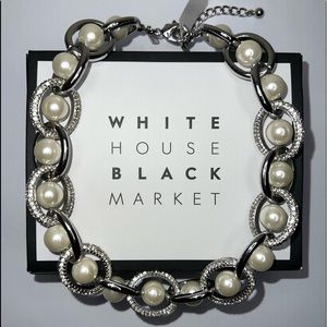 WHBM Silver with Gems and Pearl Necklace
